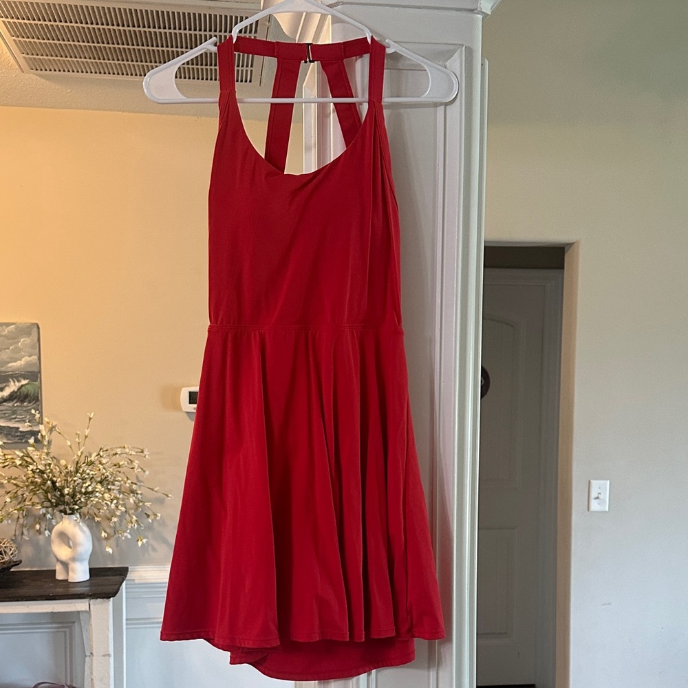 HALARA Bright Red Active Dress with Scoop Neck